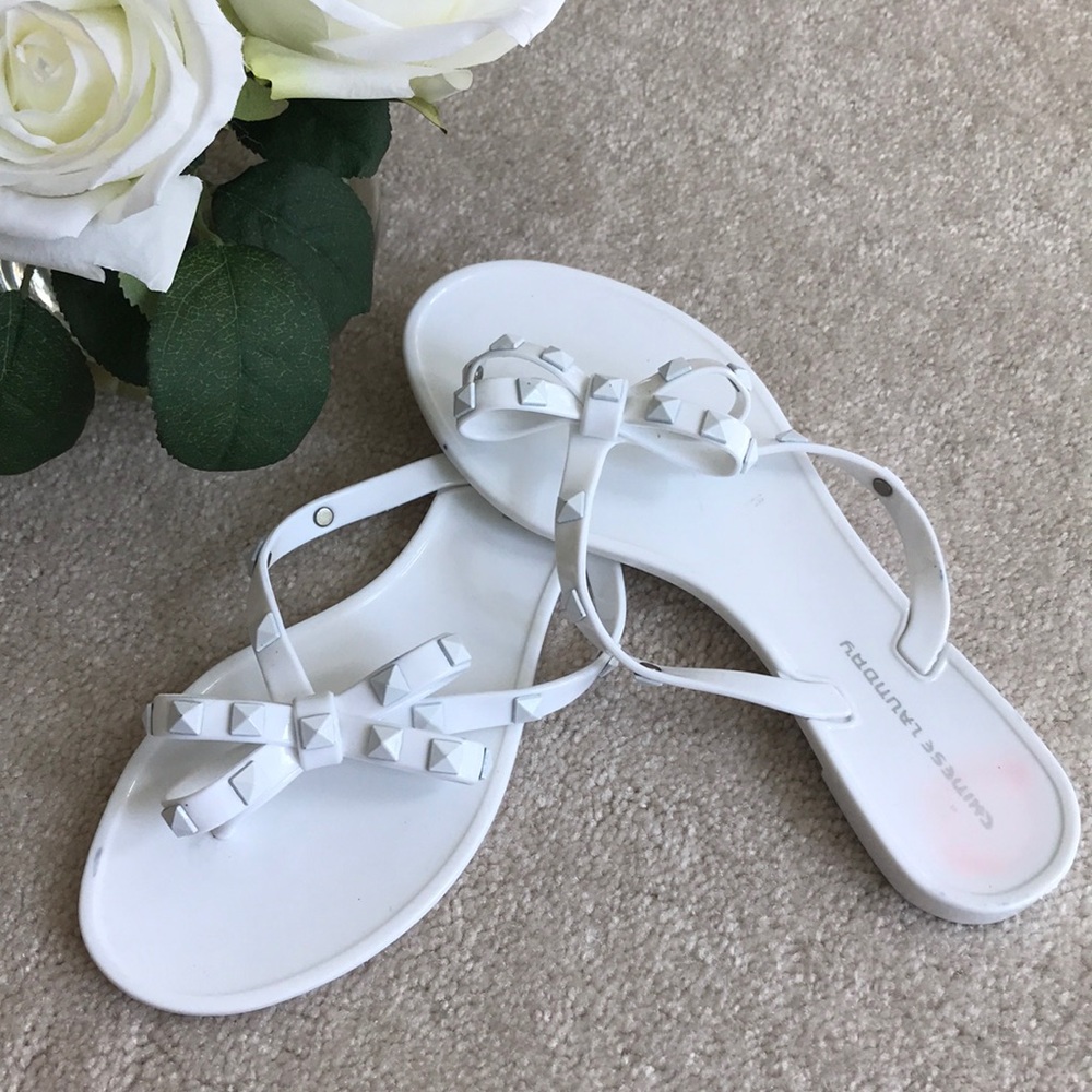 Chinese Laundry White Stud Sandals